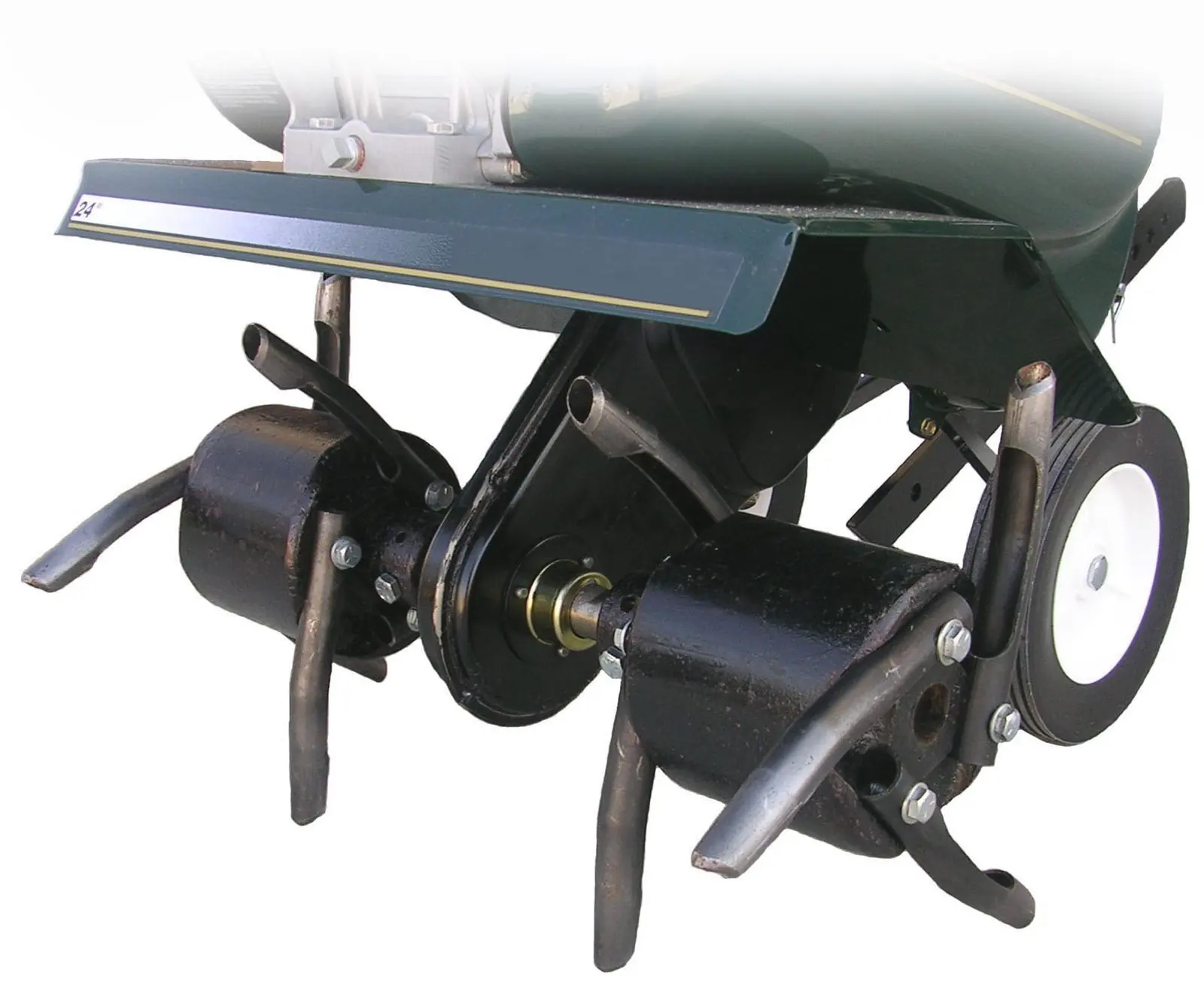 A core aerator attachment with hollow tines.